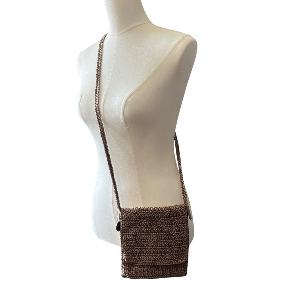 The Sak Crochet Crossbody Bag Taupe Knit Boho Small Shoulder Purse
